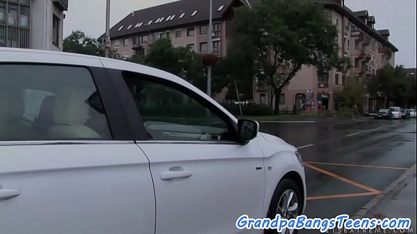Busty amateur teen rides grandpas cock